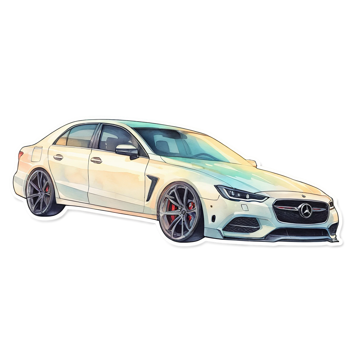 Car watercolor sticker isolated on transparent background #13652