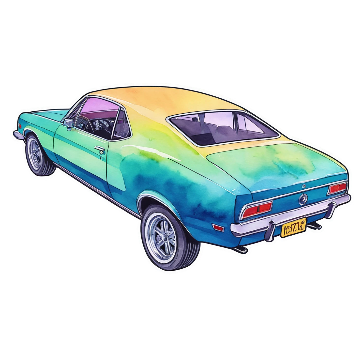 Car watercolor sticker isolated on transparent background #13661