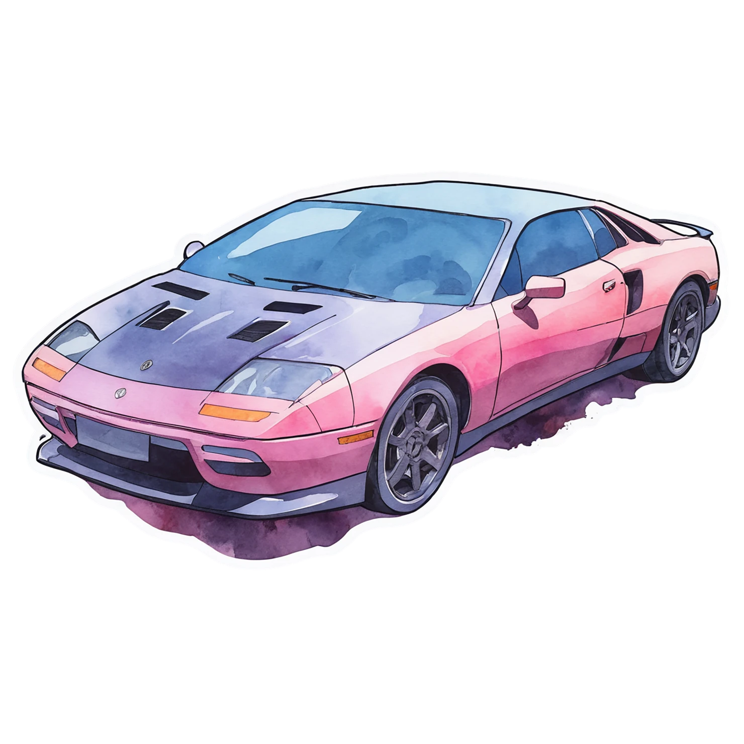 Car watercolor sticker isolated on transparent background #13673