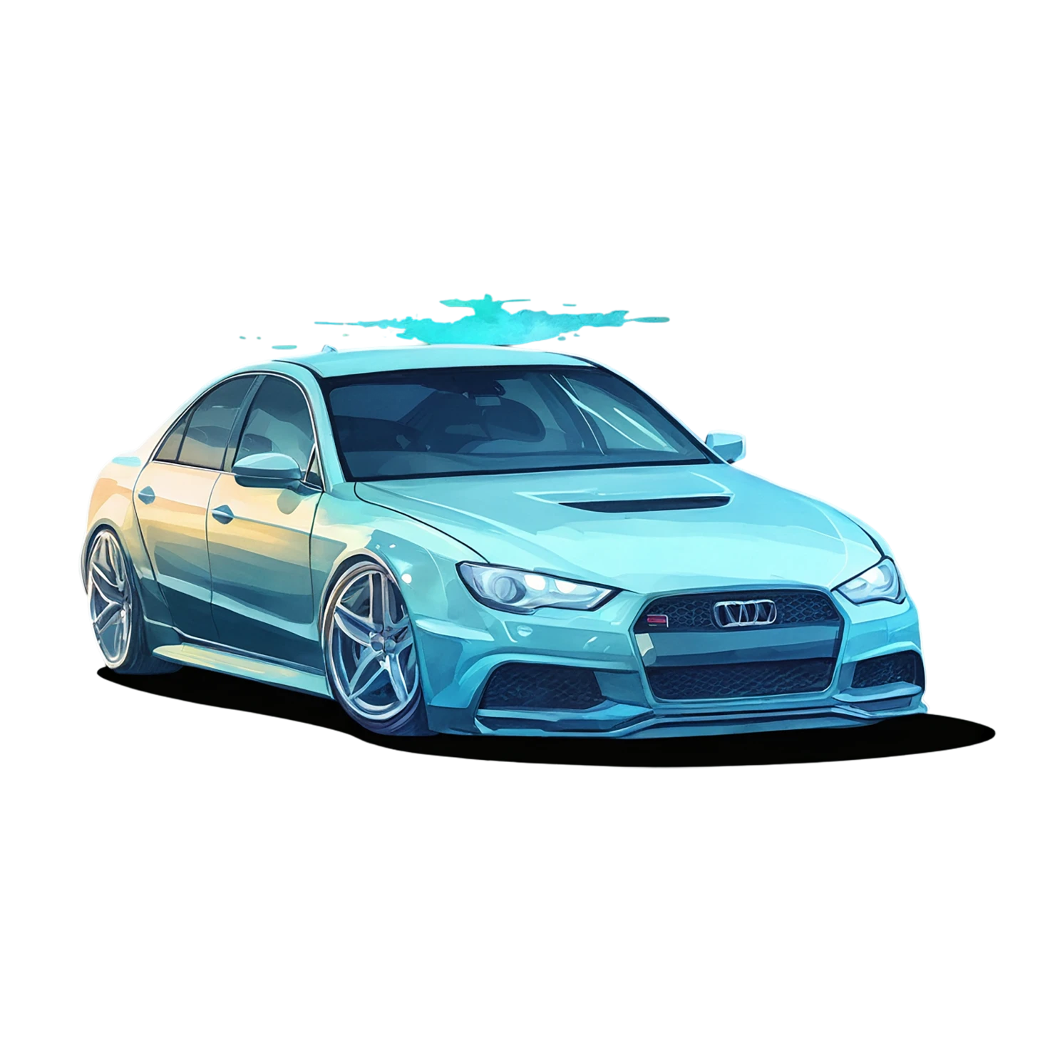 Car watercolor sticker isolated on transparent background #13676