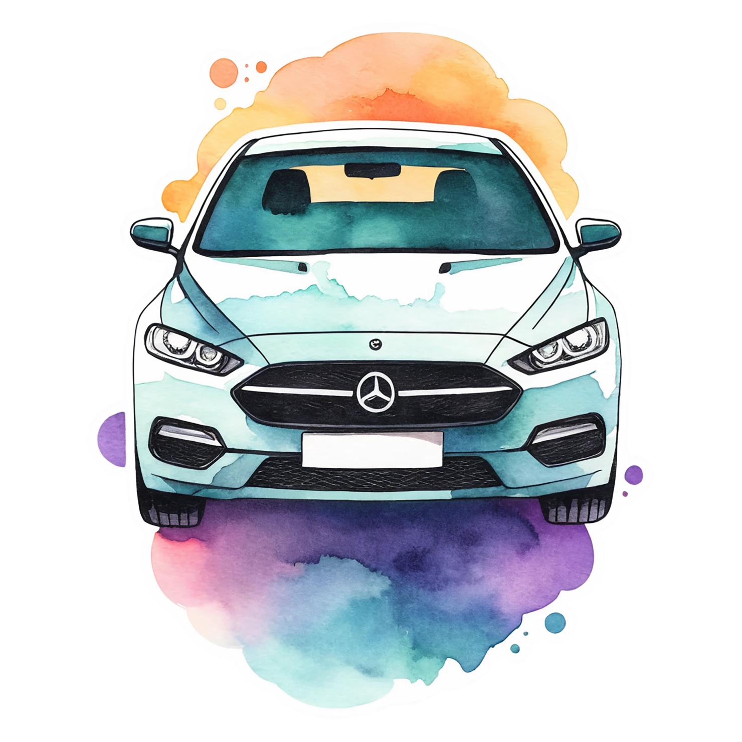 Car watercolor sticker isolated on transparent background #13677