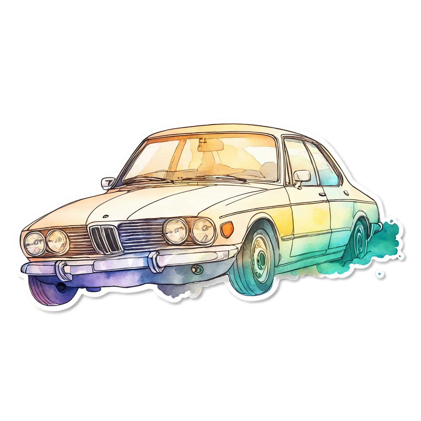 Car watercolor sticker isolated on transparent background #13678