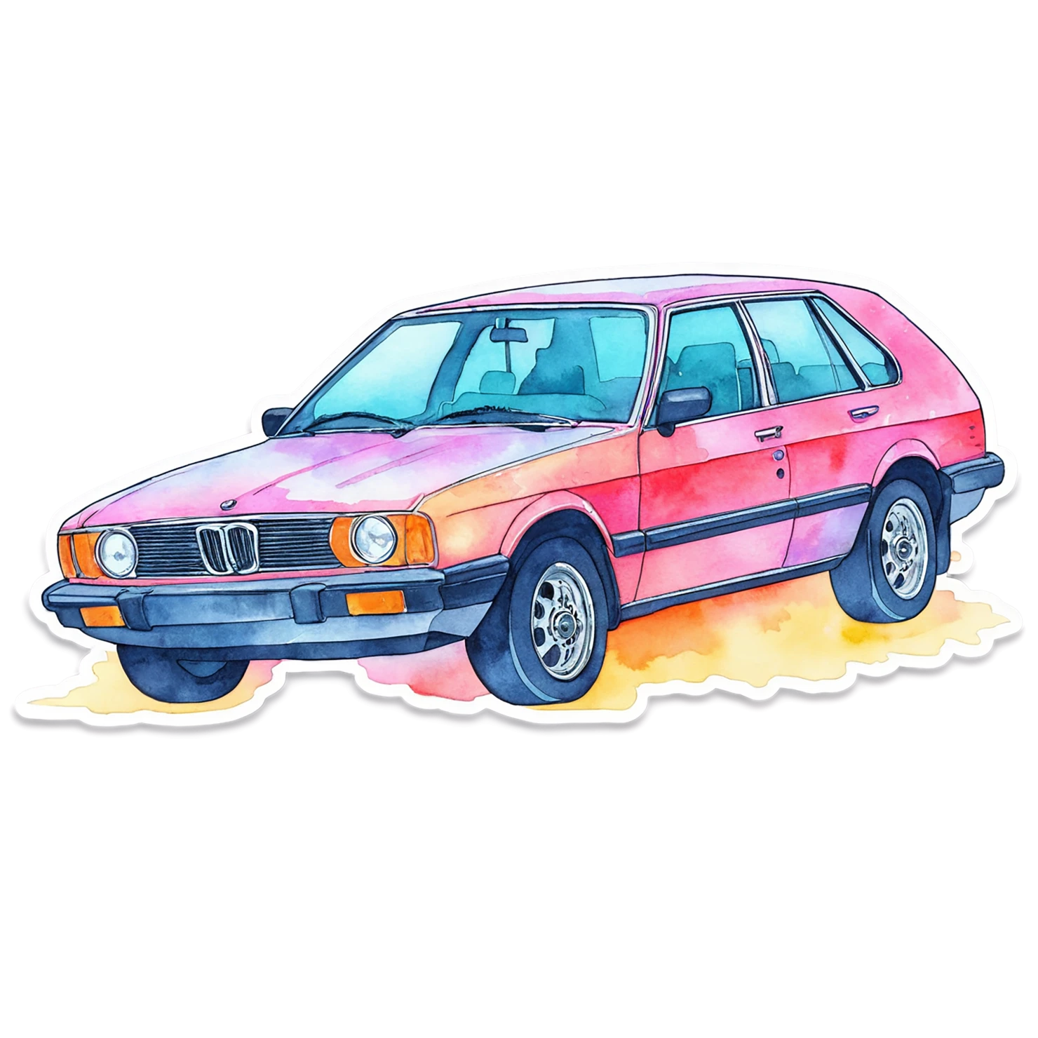 Car watercolor sticker isolated on transparent background #13680