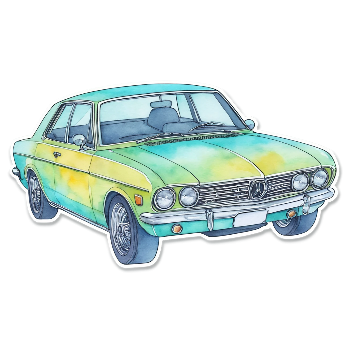 Car watercolor sticker isolated on transparent background #13685