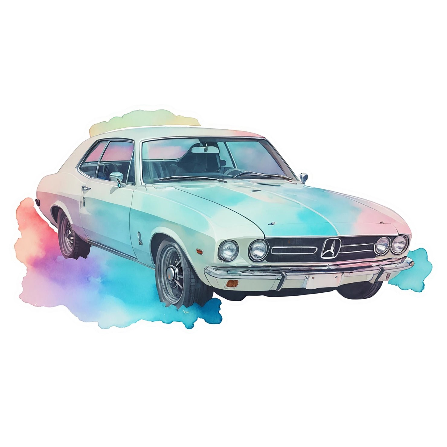 Car watercolor sticker isolated on transparent background #13695