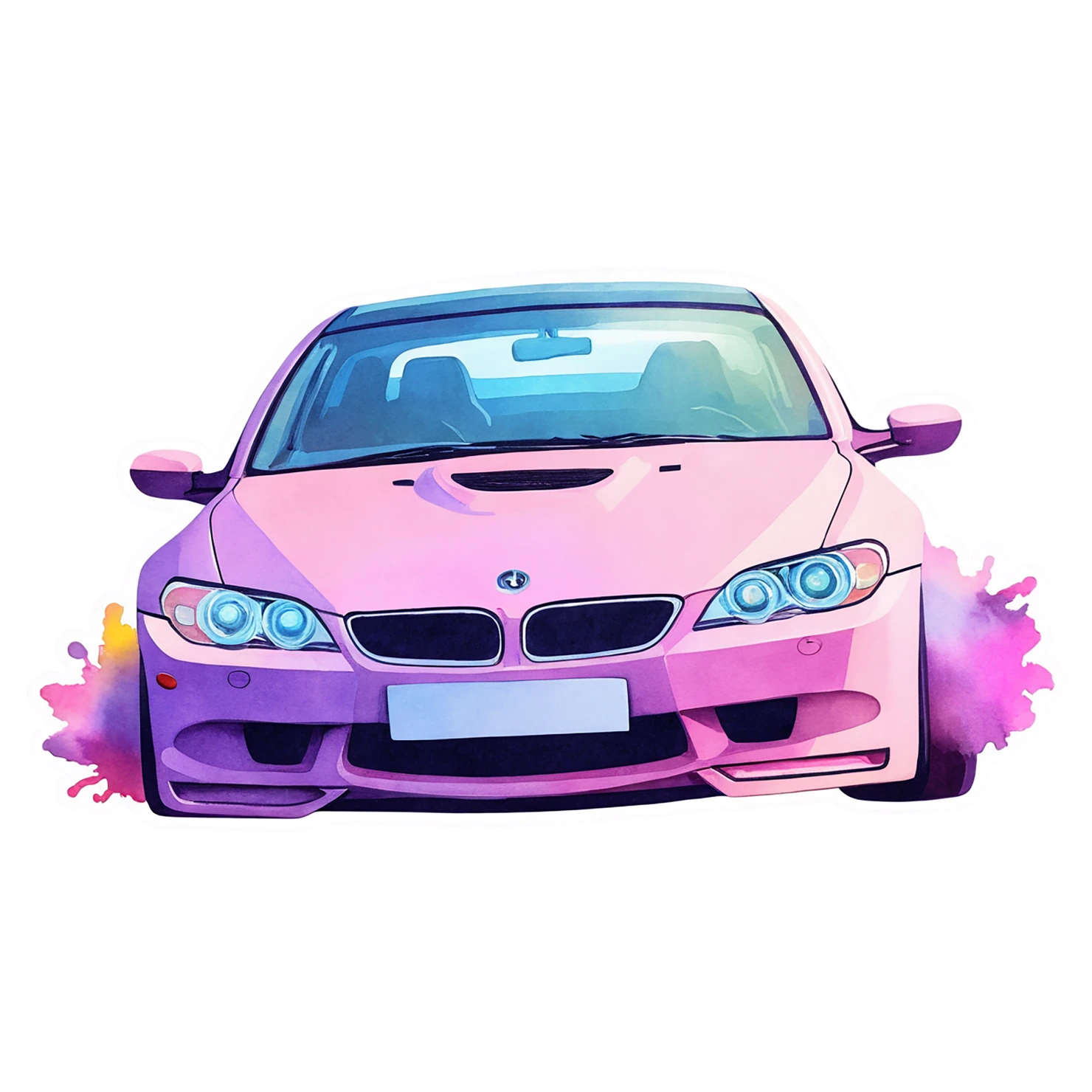 Car watercolor sticker isolated on transparent background #13697