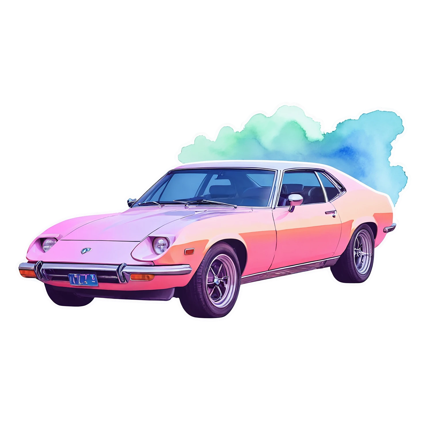 Car watercolor sticker isolated on transparent background #13700