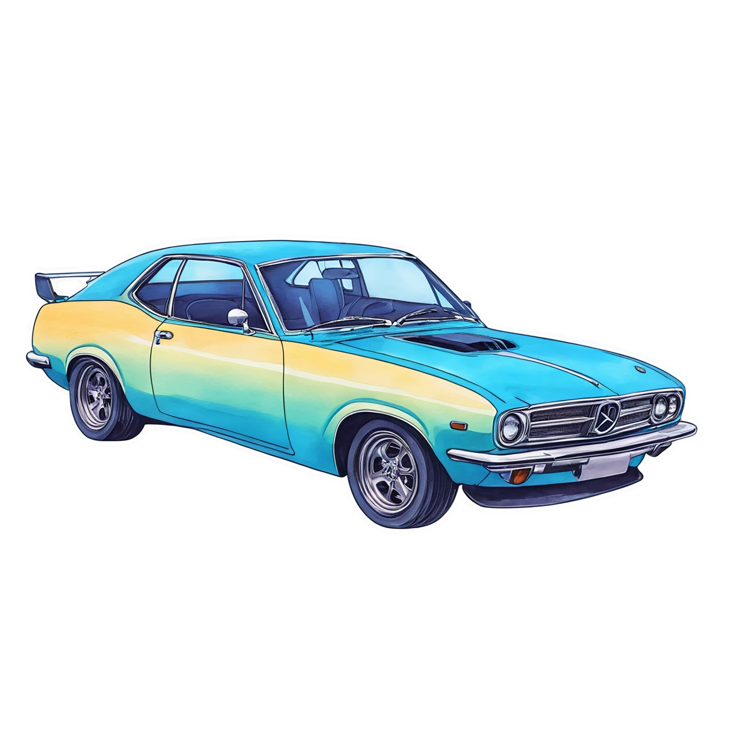 Car watercolor sticker isolated on transparent background #13701
