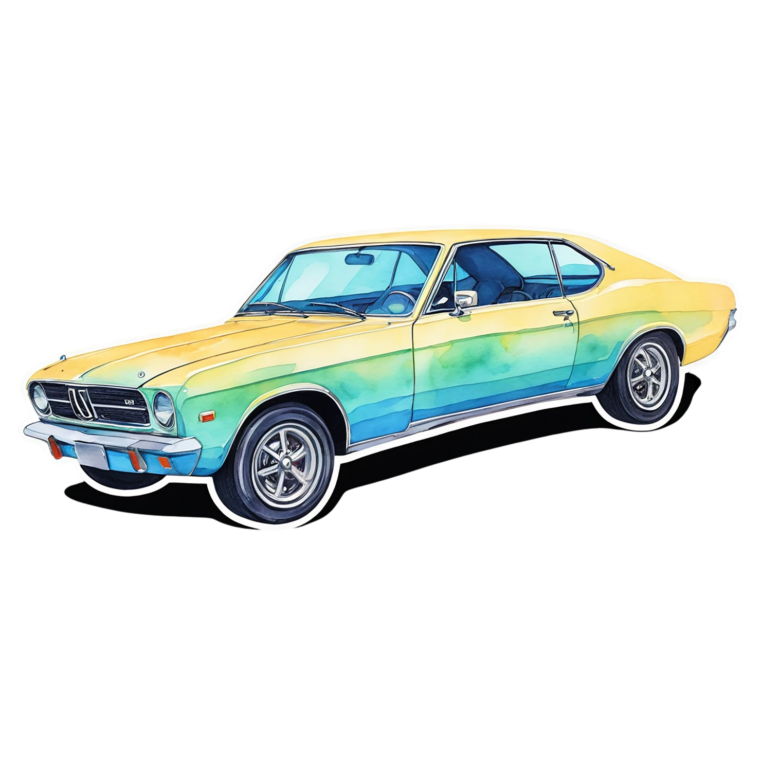 Car watercolor sticker isolated on transparent background #13702