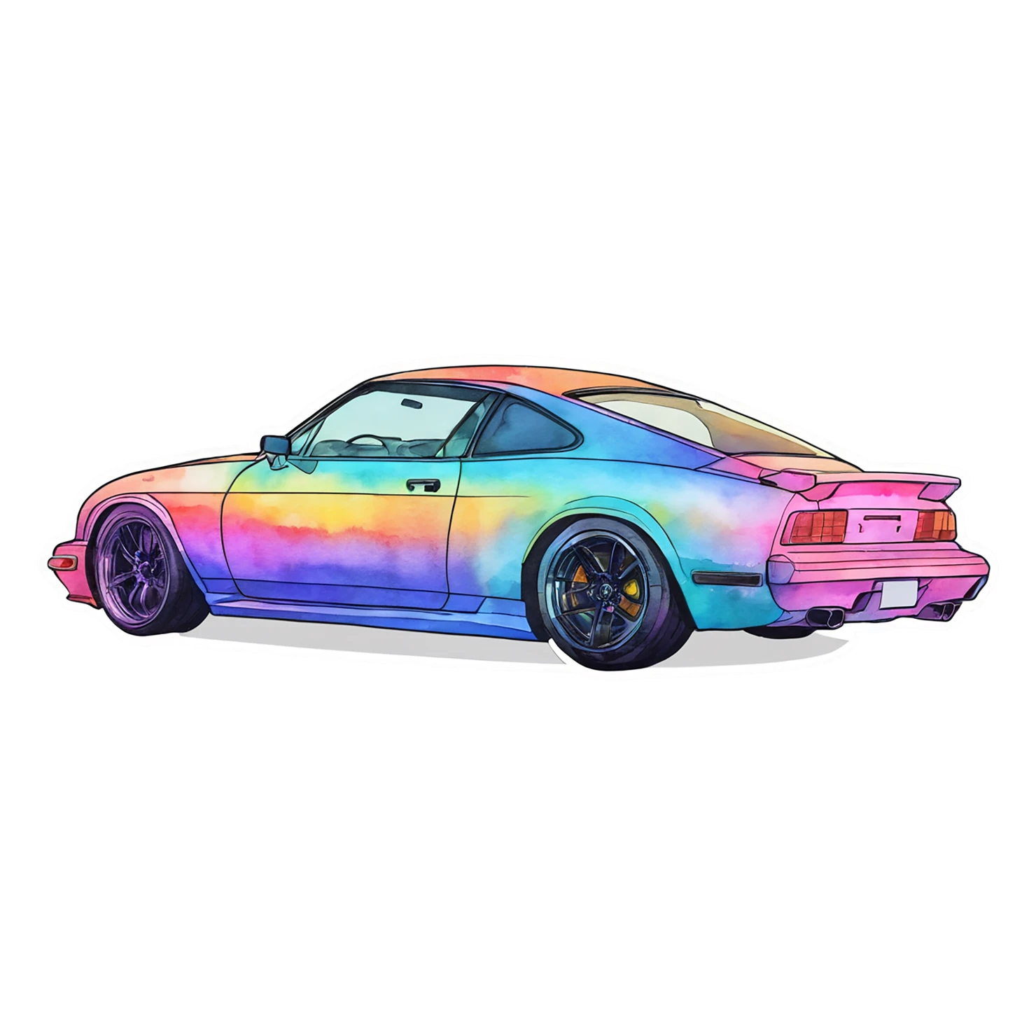 Car watercolor sticker isolated on transparent background #13711