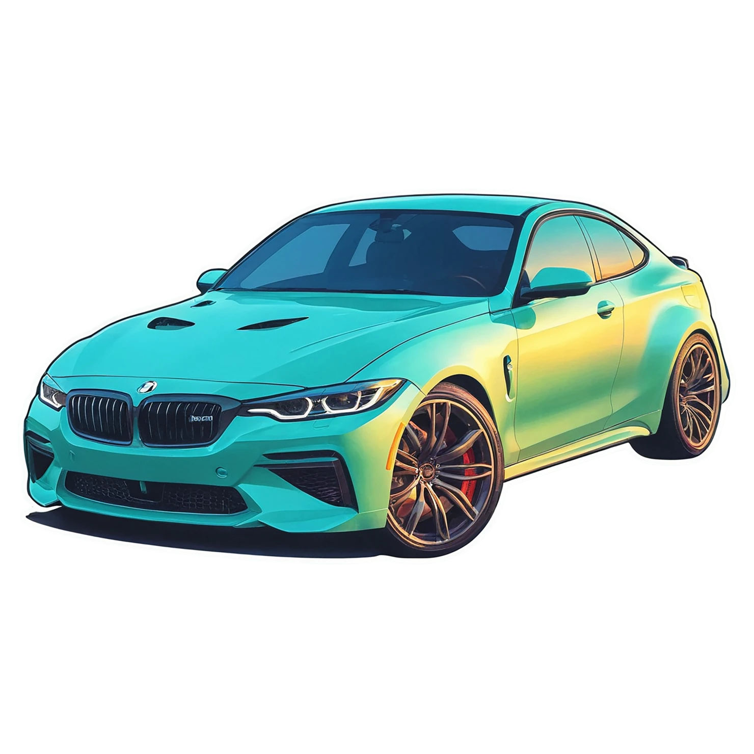 Car watercolor sticker isolated on transparent background #13721
