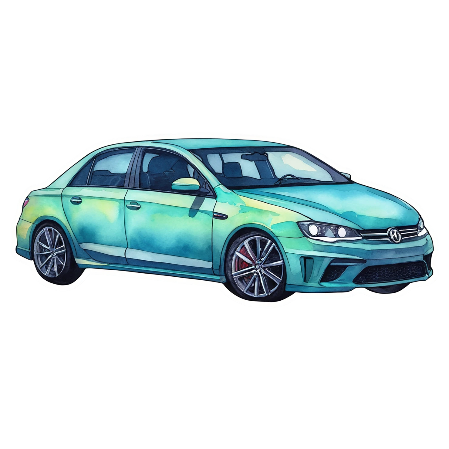 Car watercolor sticker isolated on transparent background #13726