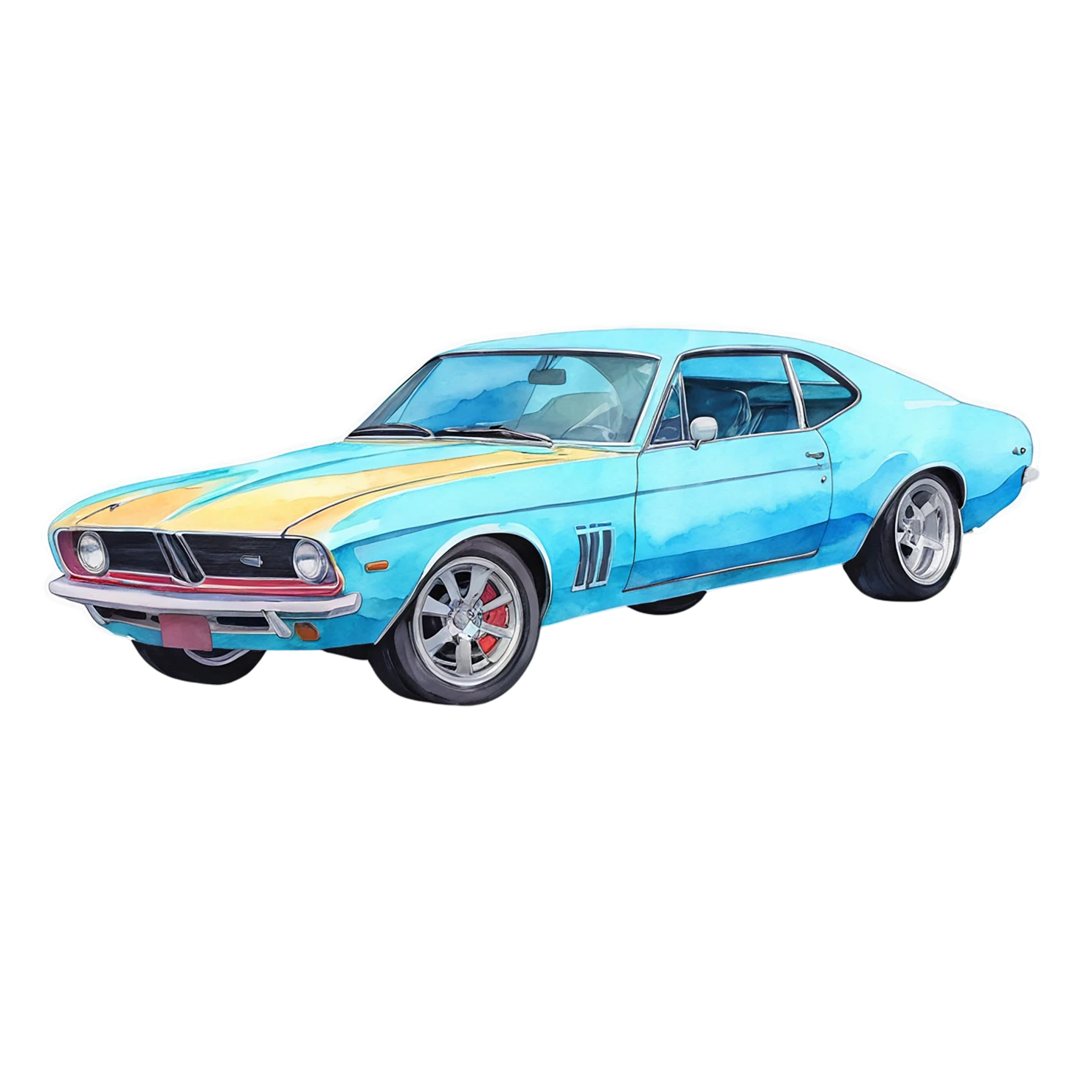 Car watercolor sticker isolated on transparent background #13731