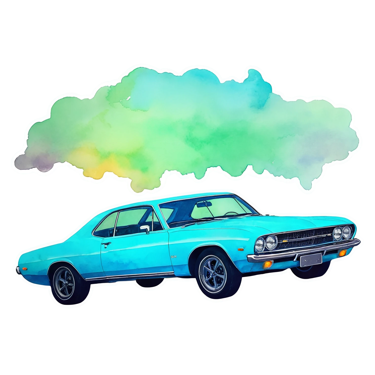 Car watercolor sticker isolated on transparent background #13741