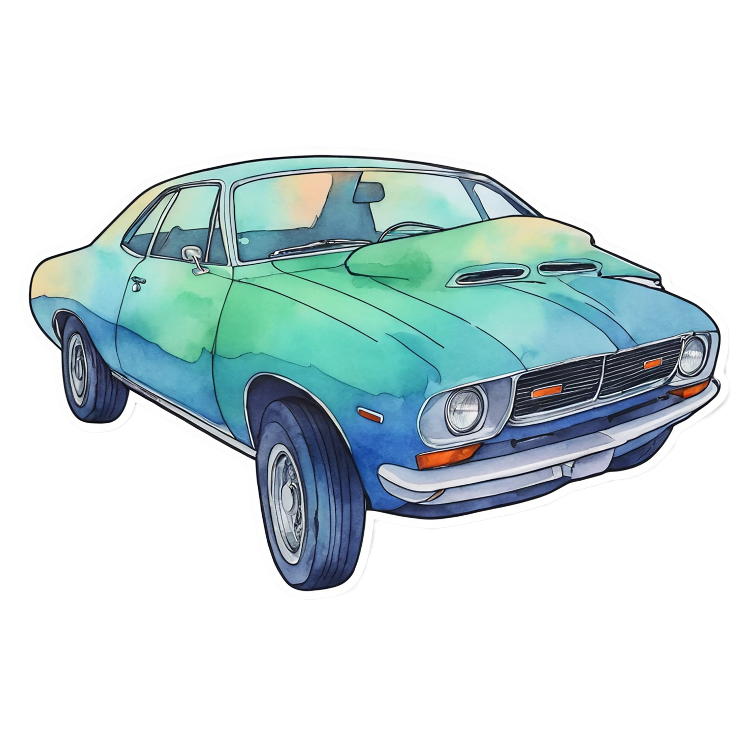 Car watercolor sticker isolated on transparent background #13742