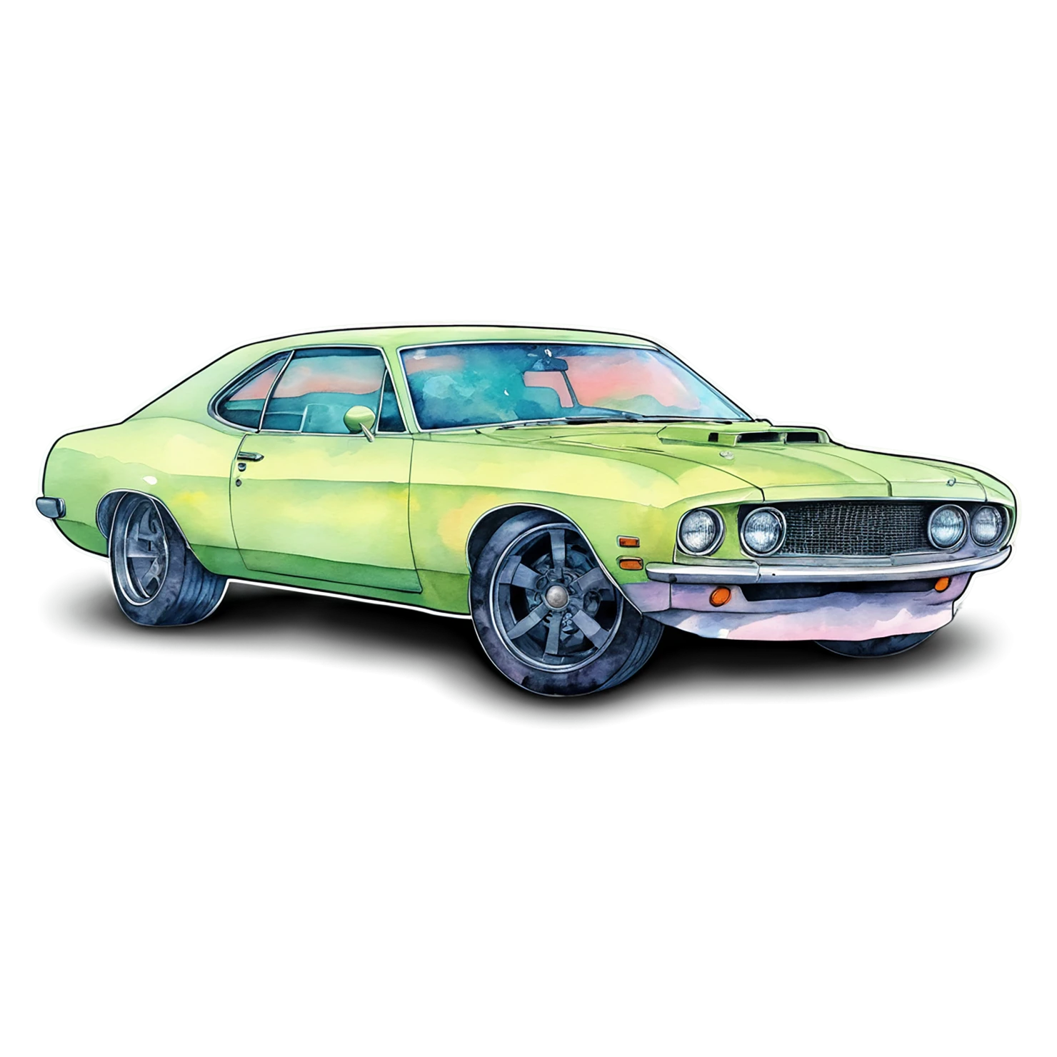 Car watercolor sticker isolated on transparent background #13744