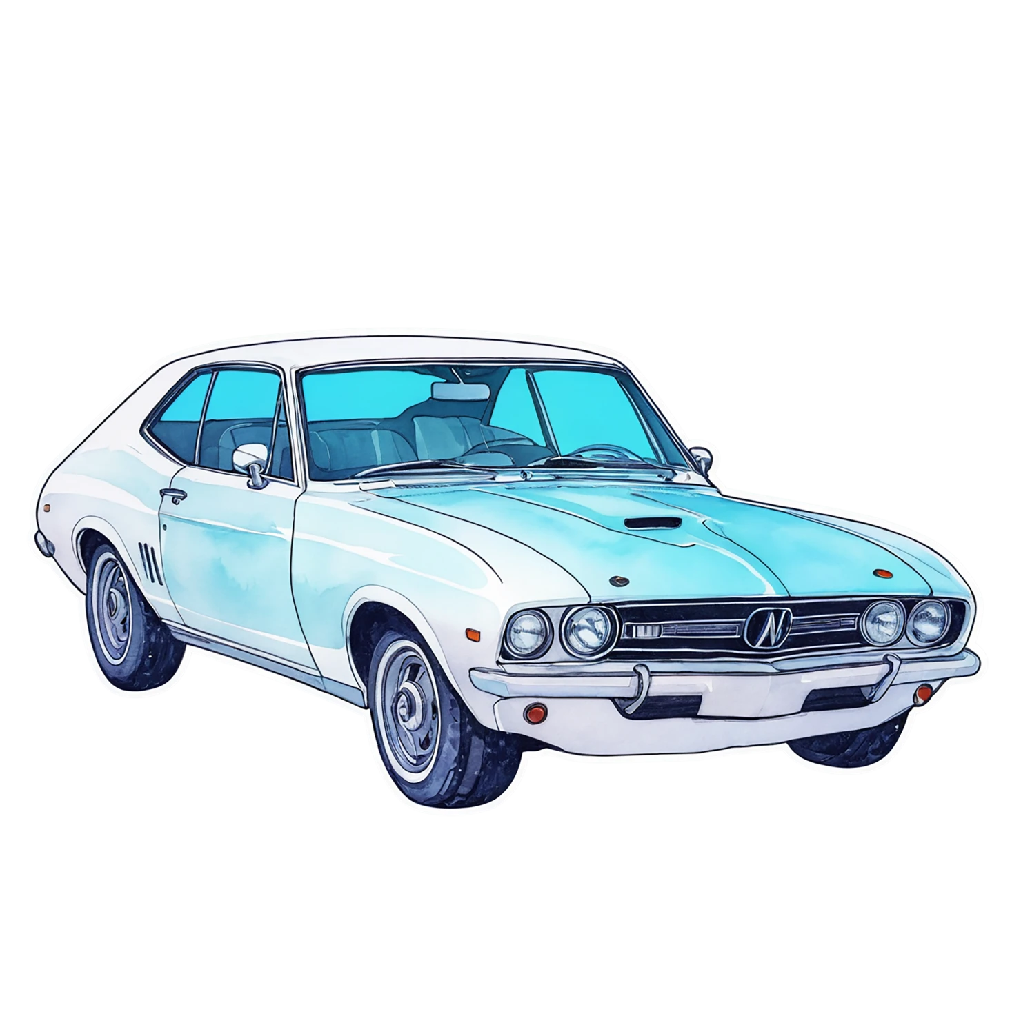 Car watercolor sticker isolated on transparent background #13752