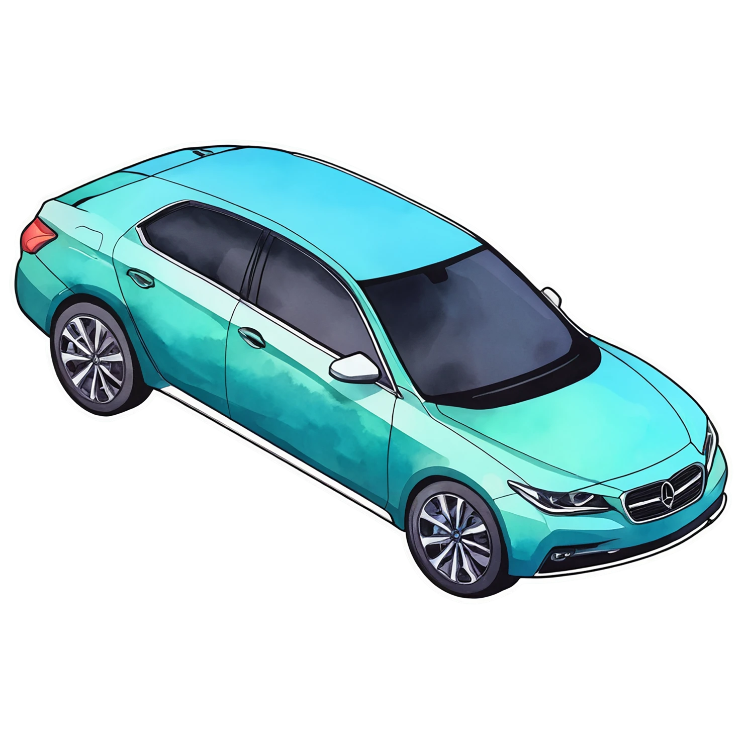 Car watercolor sticker isolated on transparent background #13755