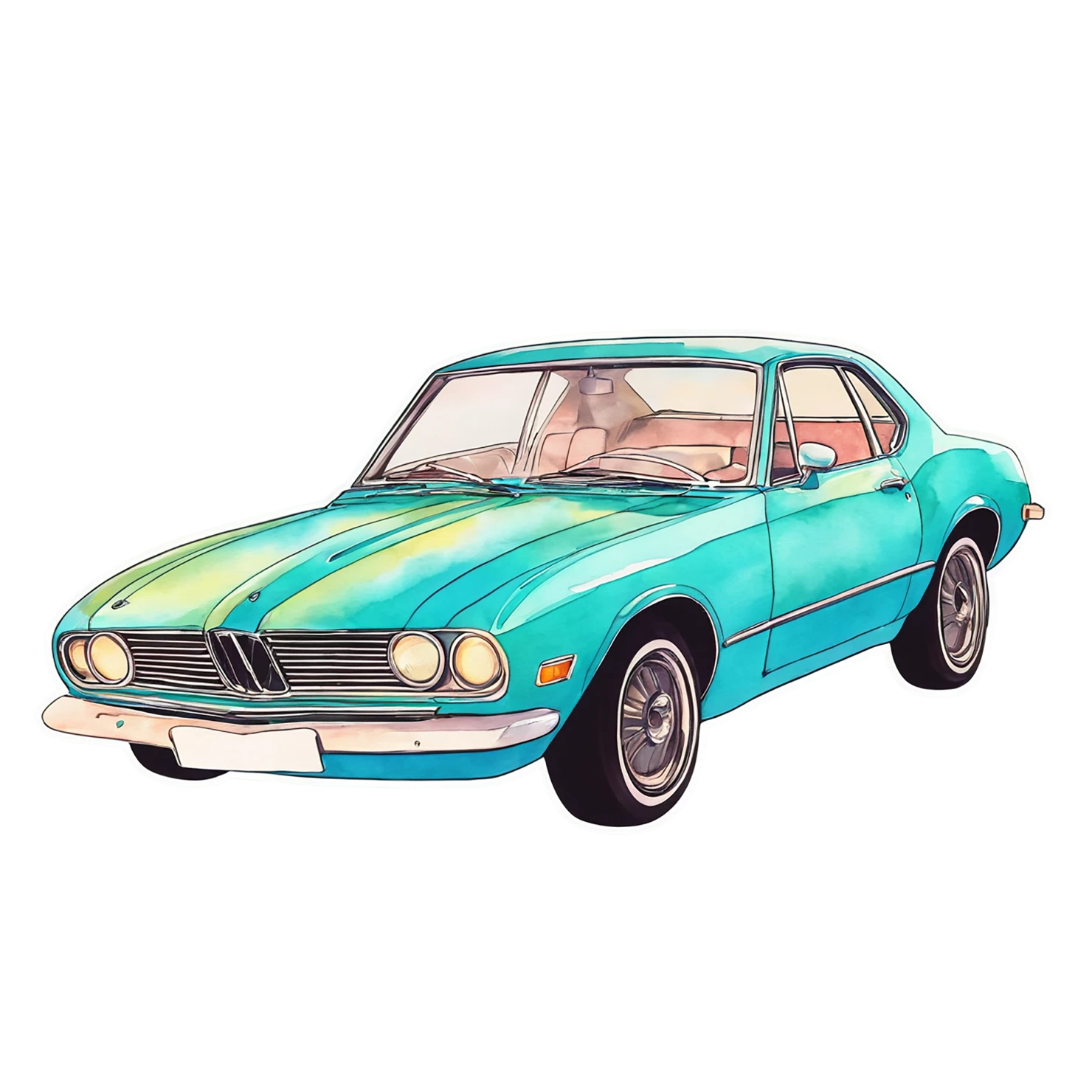 Car watercolor sticker isolated on transparent background #13756