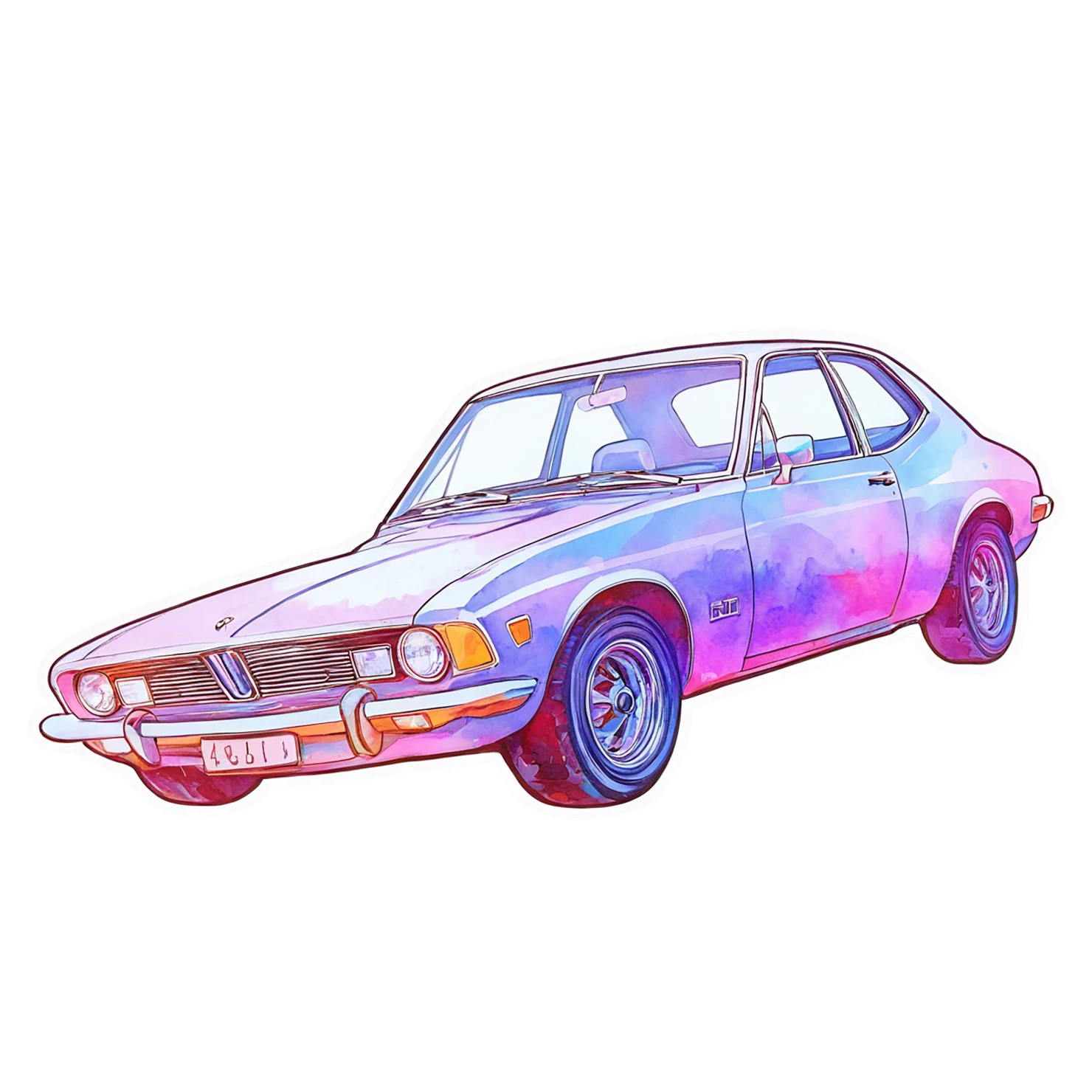 Car watercolor sticker isolated on transparent background #13769