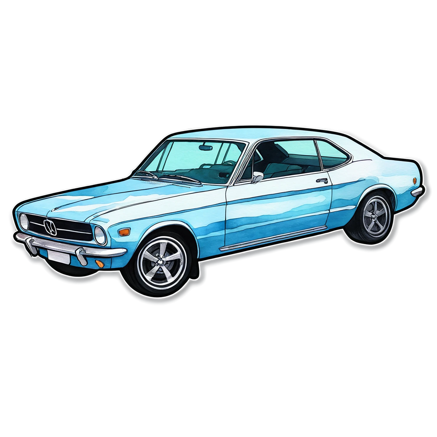 Car watercolor sticker isolated on transparent background #13786