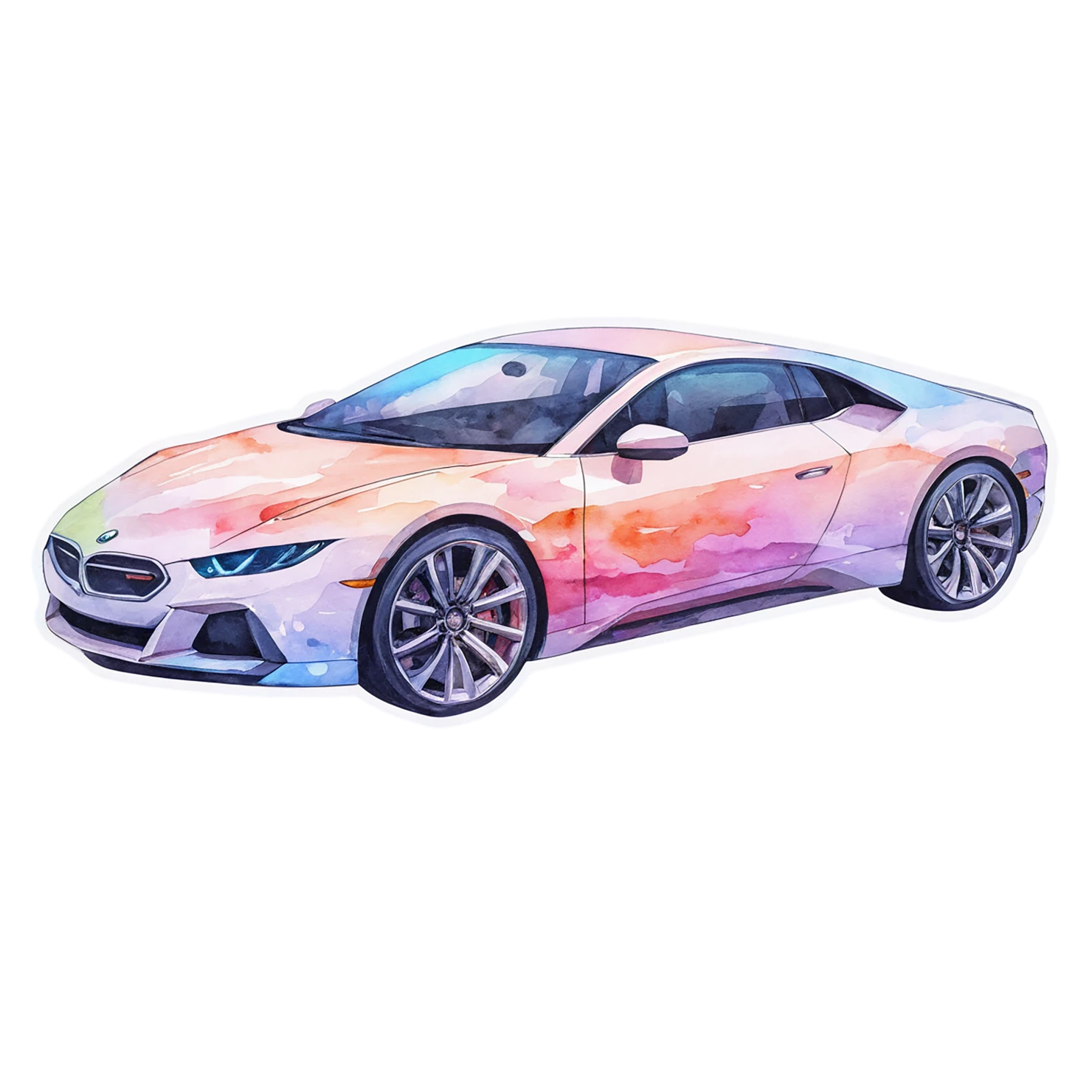 Car watercolor sticker isolated on transparent background #13787