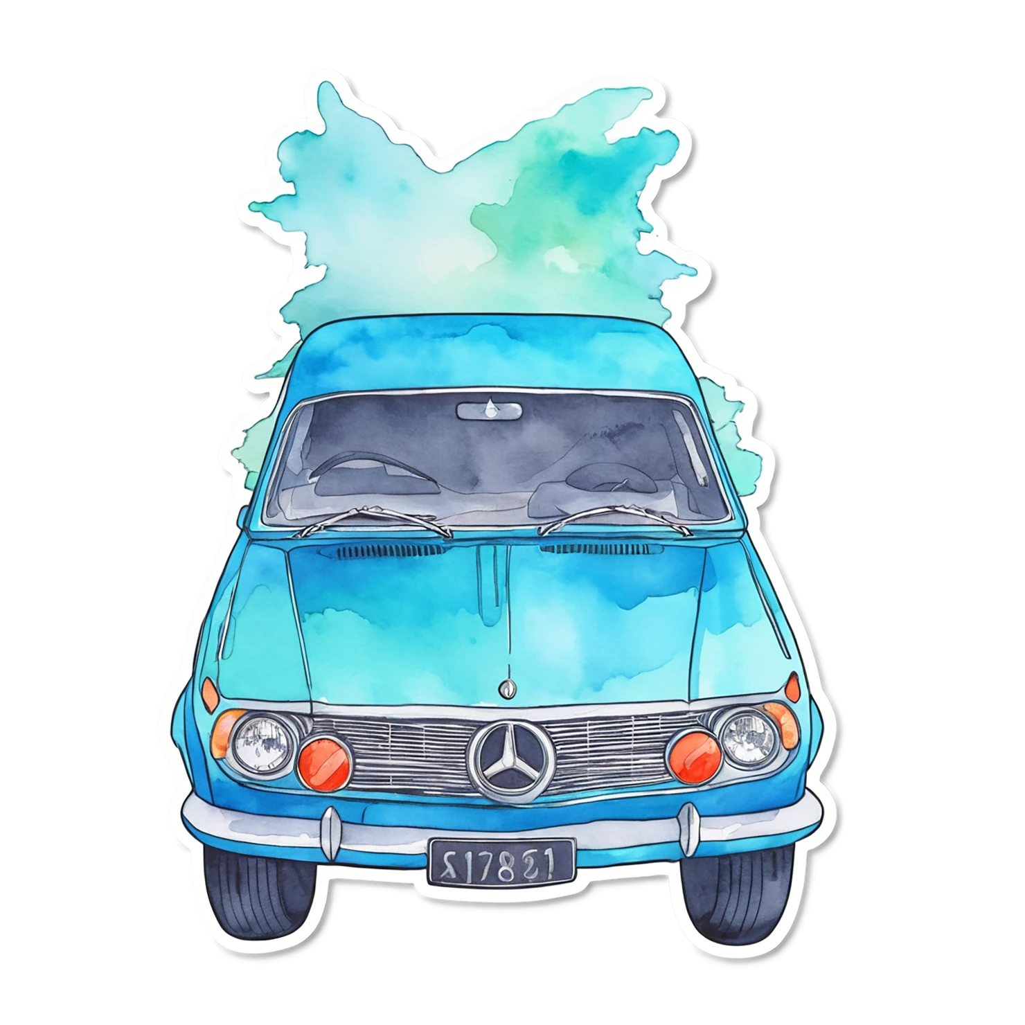 Car watercolor sticker isolated on transparent background #13792