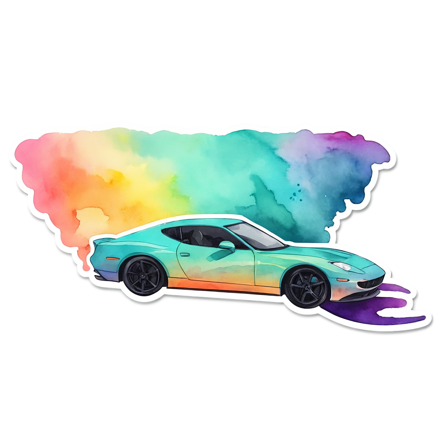 Car watercolor sticker isolated on transparent background #13803
