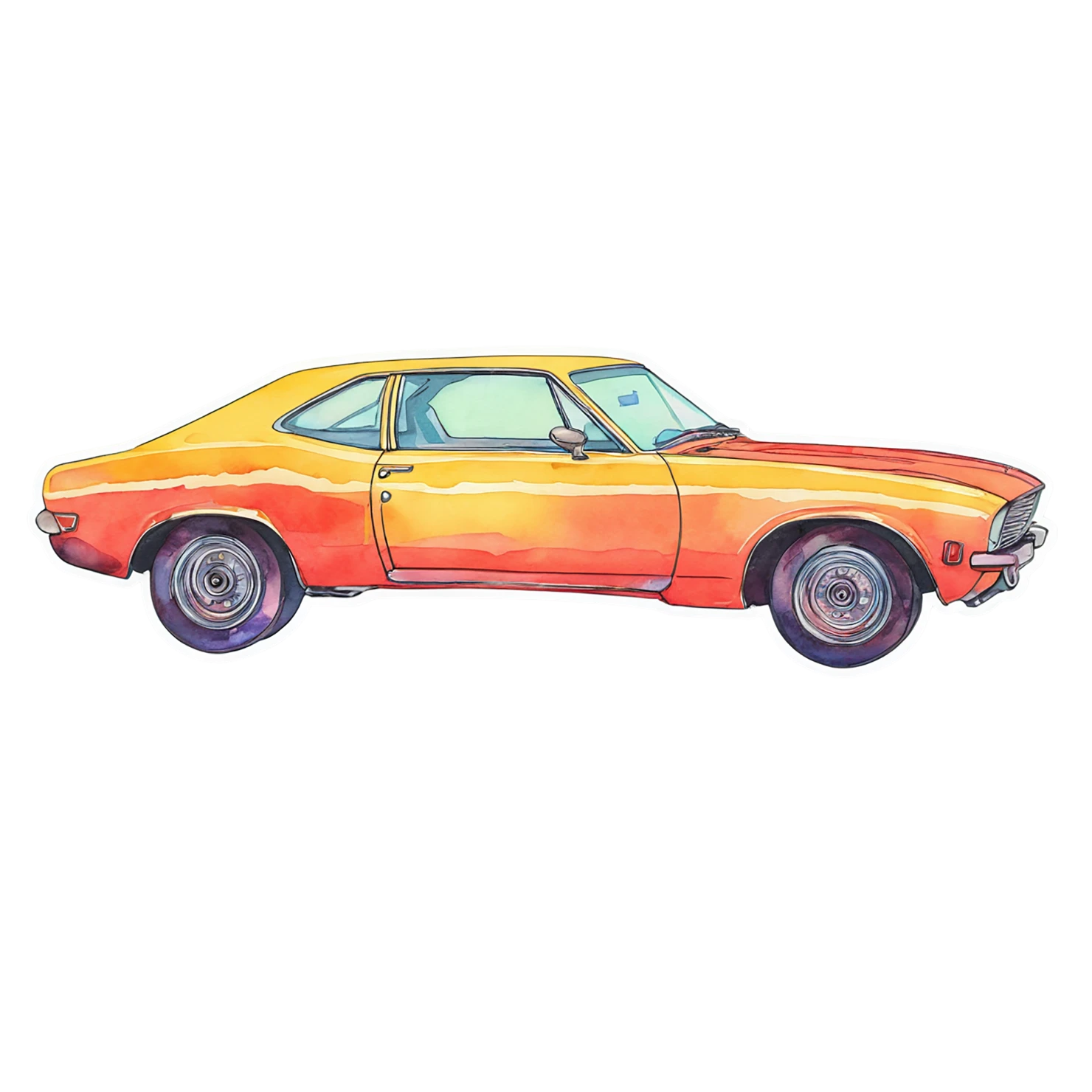 Car watercolor sticker isolated on transparent background #13804