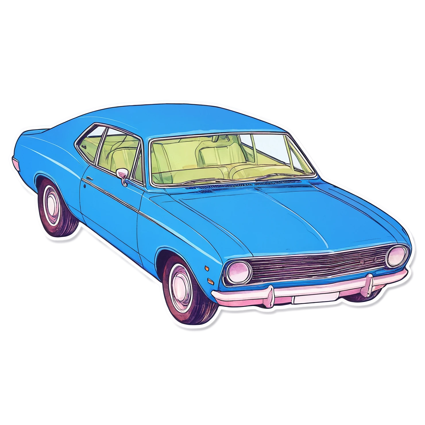 Car watercolor sticker isolated on transparent background #13819
