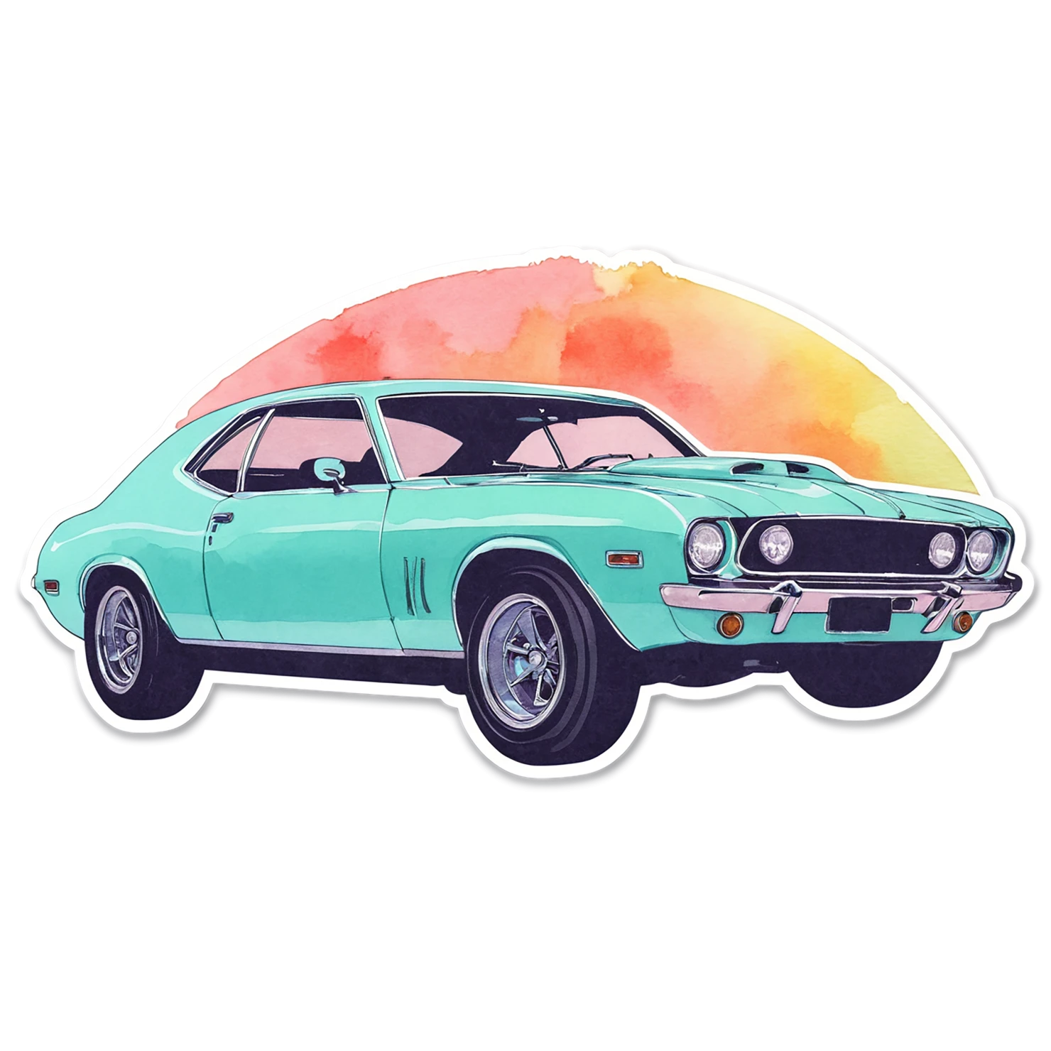 Car watercolor sticker isolated on transparent background #13821