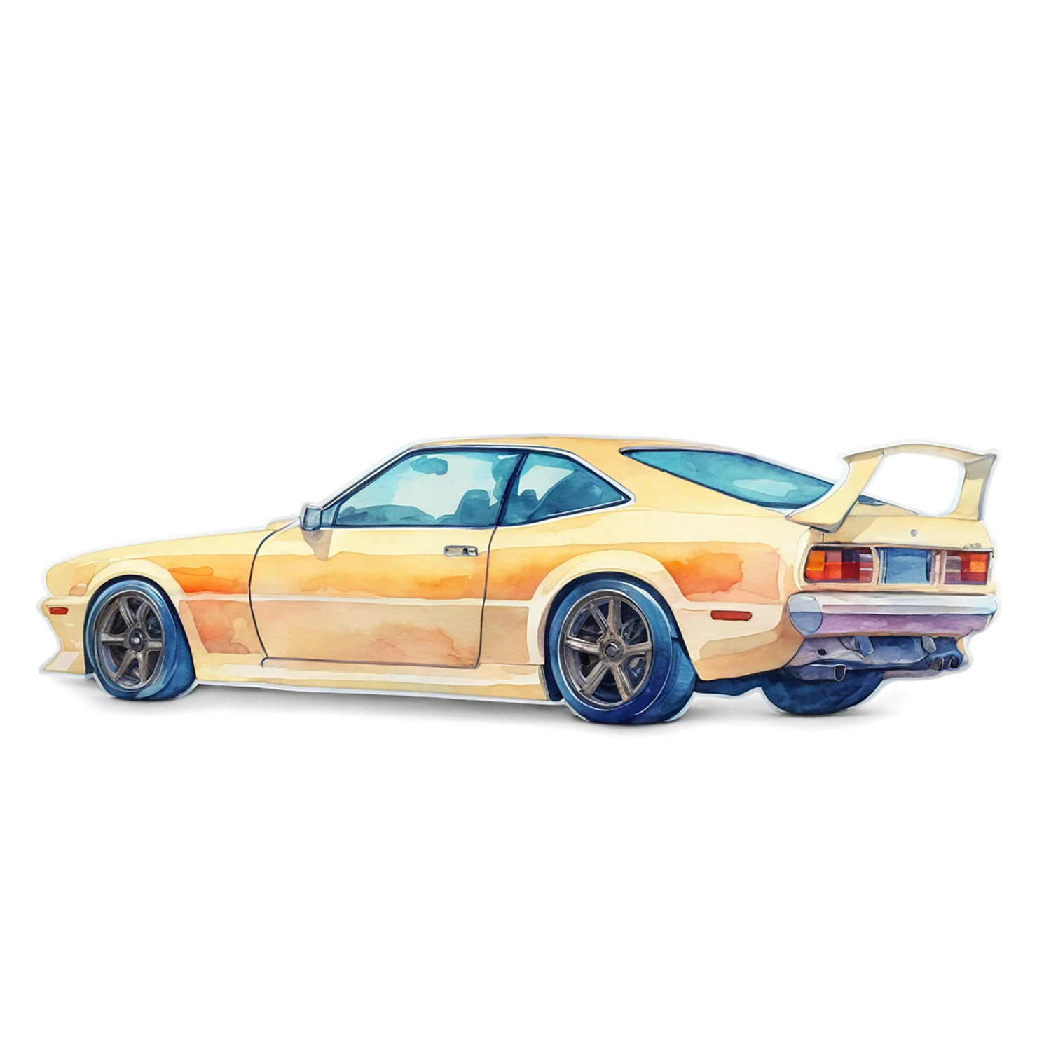 Car watercolor sticker isolated on transparent background #13822
