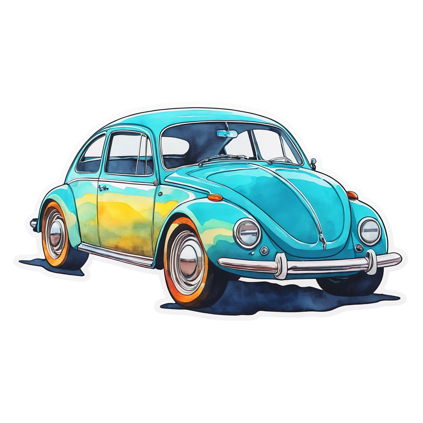 Car watercolor sticker isolated on transparent background #13825