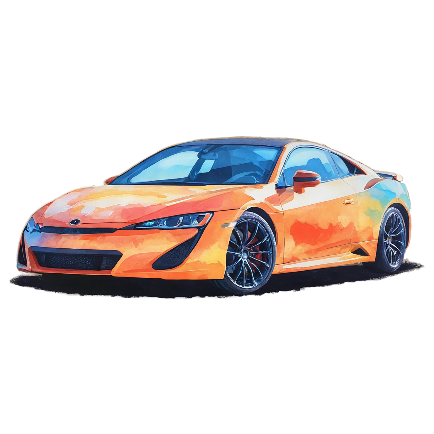 Car watercolor sticker isolated on transparent background #13828