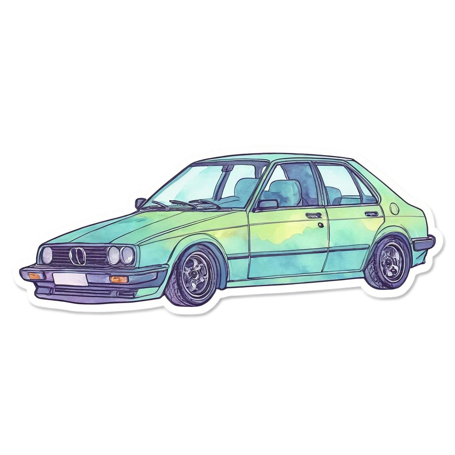 Car watercolor sticker isolated on transparent background #13836
