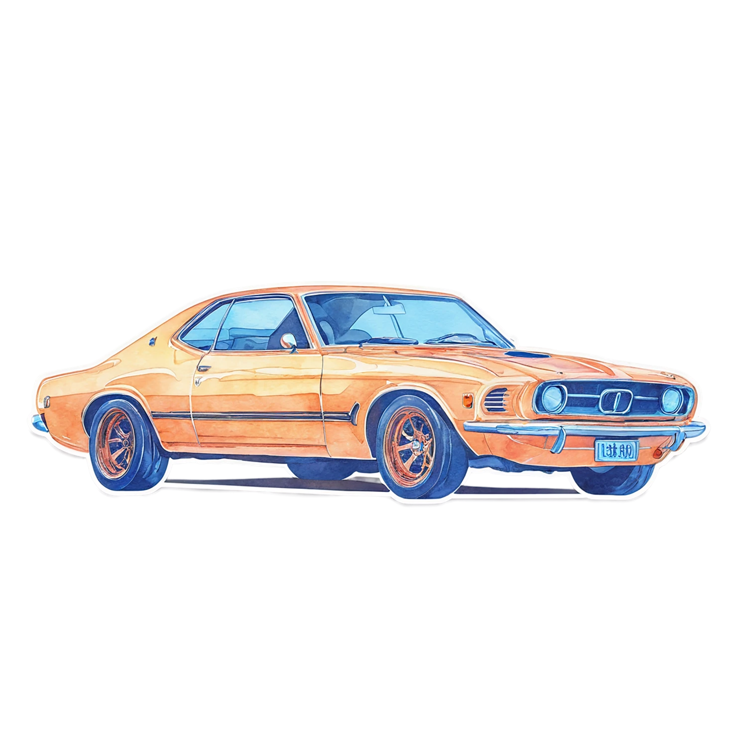 Car watercolor sticker isolated on transparent background #13846