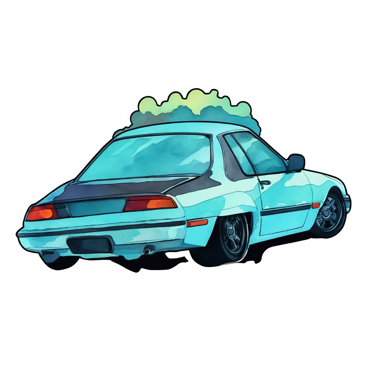 Car watercolor sticker isolated on transparent background #13863