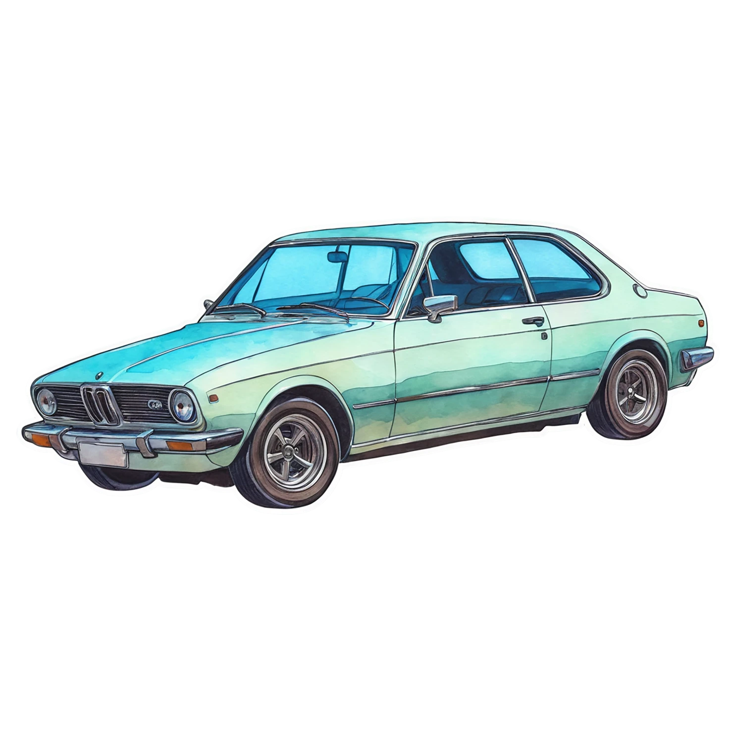 Car watercolor sticker isolated on transparent background #13865