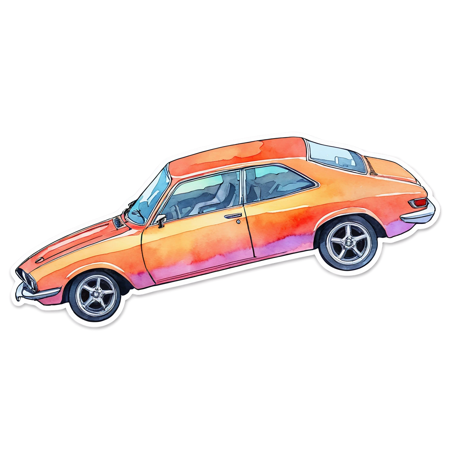 Car watercolor sticker isolated on transparent background #13868