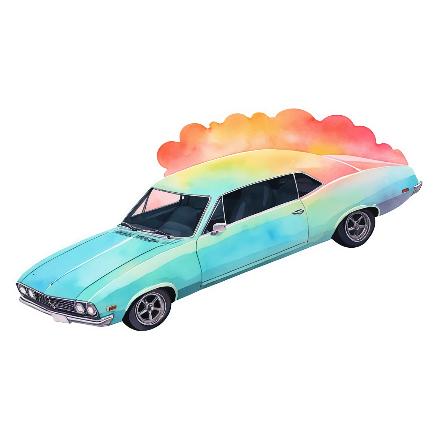 Car watercolor sticker isolated on transparent background #13874