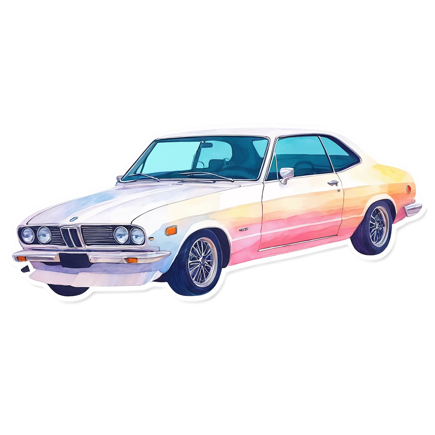 Car watercolor sticker isolated on transparent background #13876