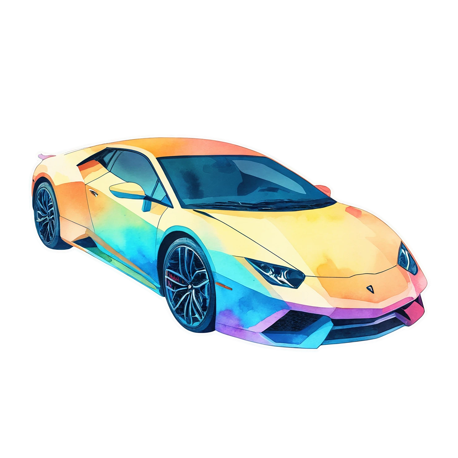 Car watercolor sticker isolated on transparent background #13880