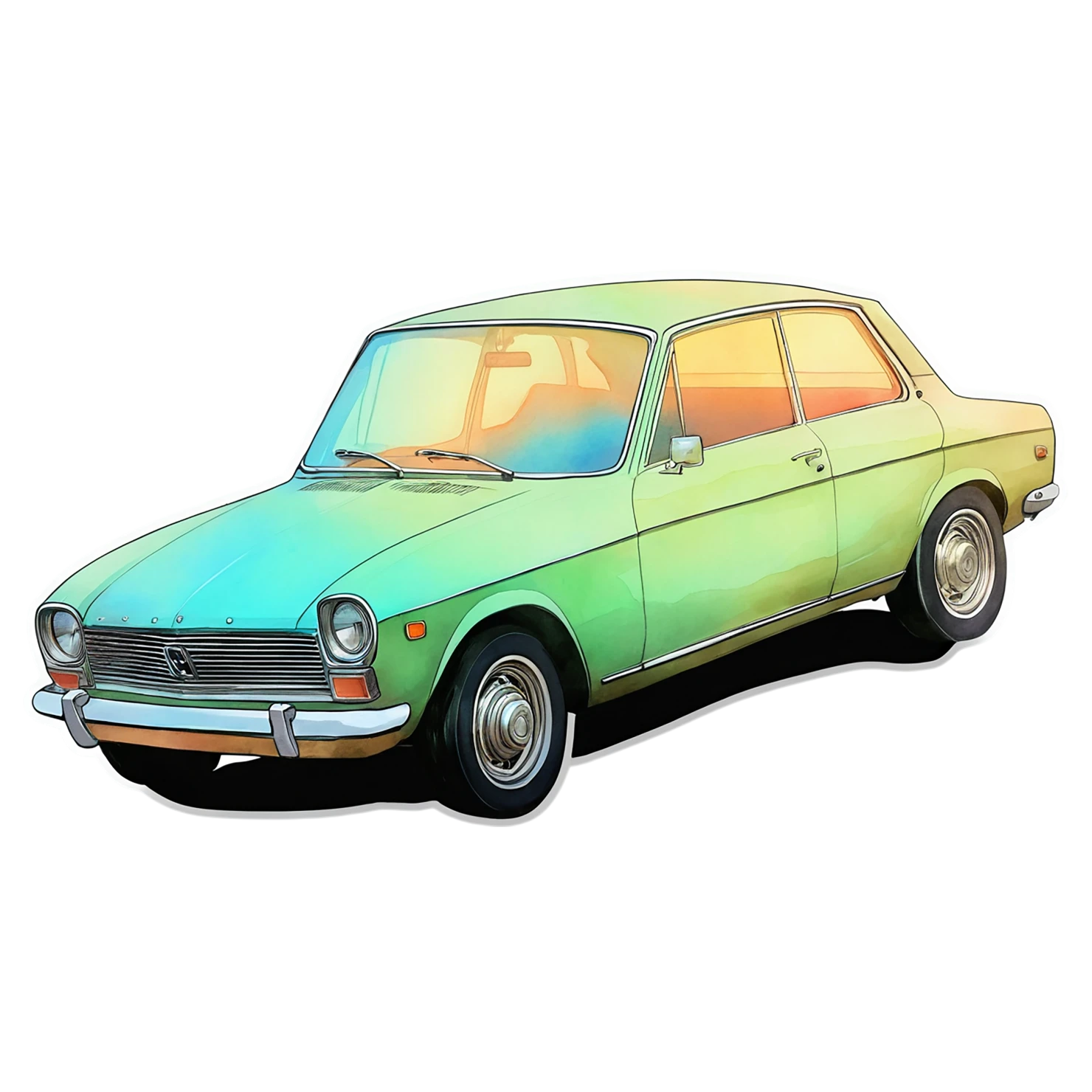 Car watercolor sticker isolated on transparent background #13888
