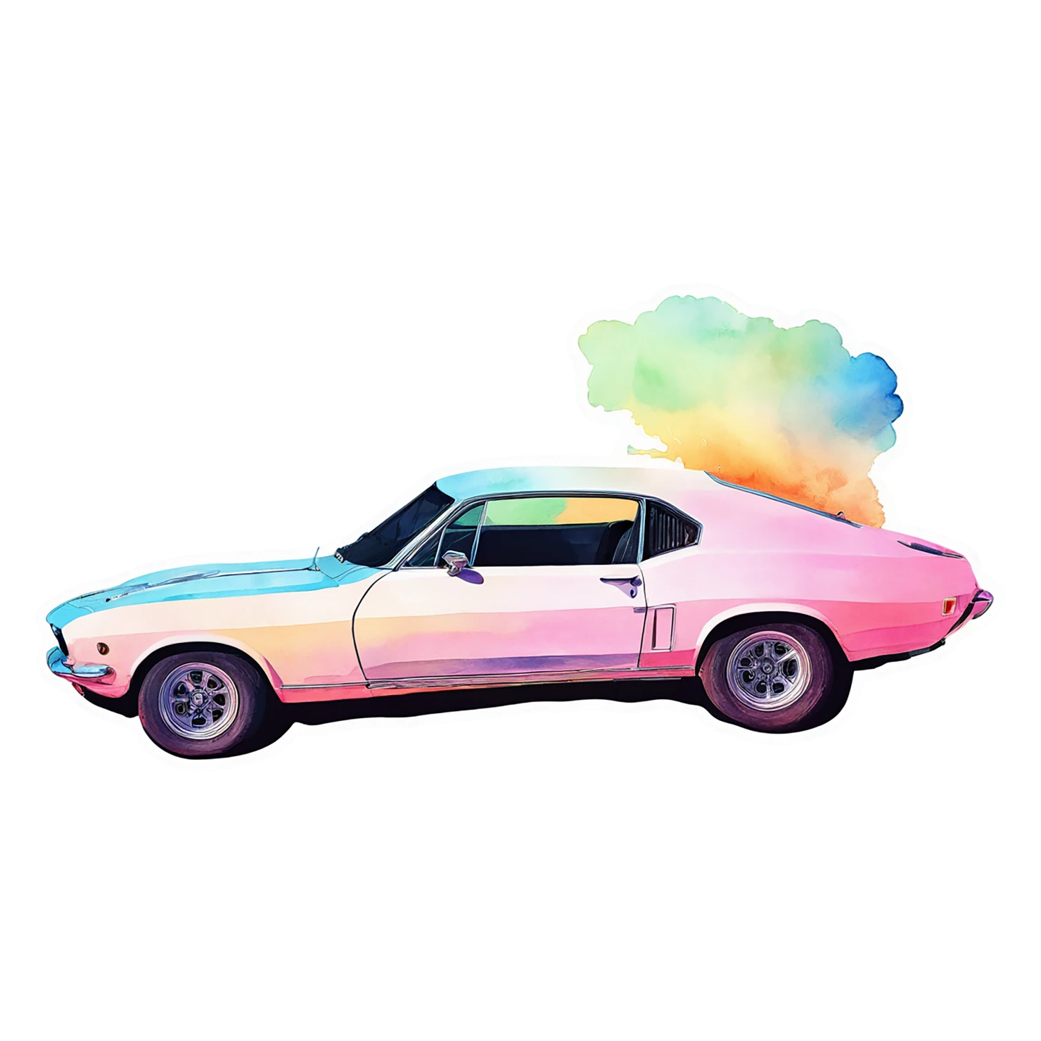 Car watercolor sticker isolated on transparent background #13889