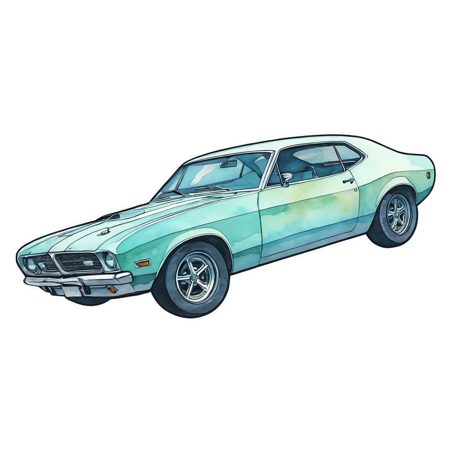 Car watercolor sticker isolated on transparent background #13897