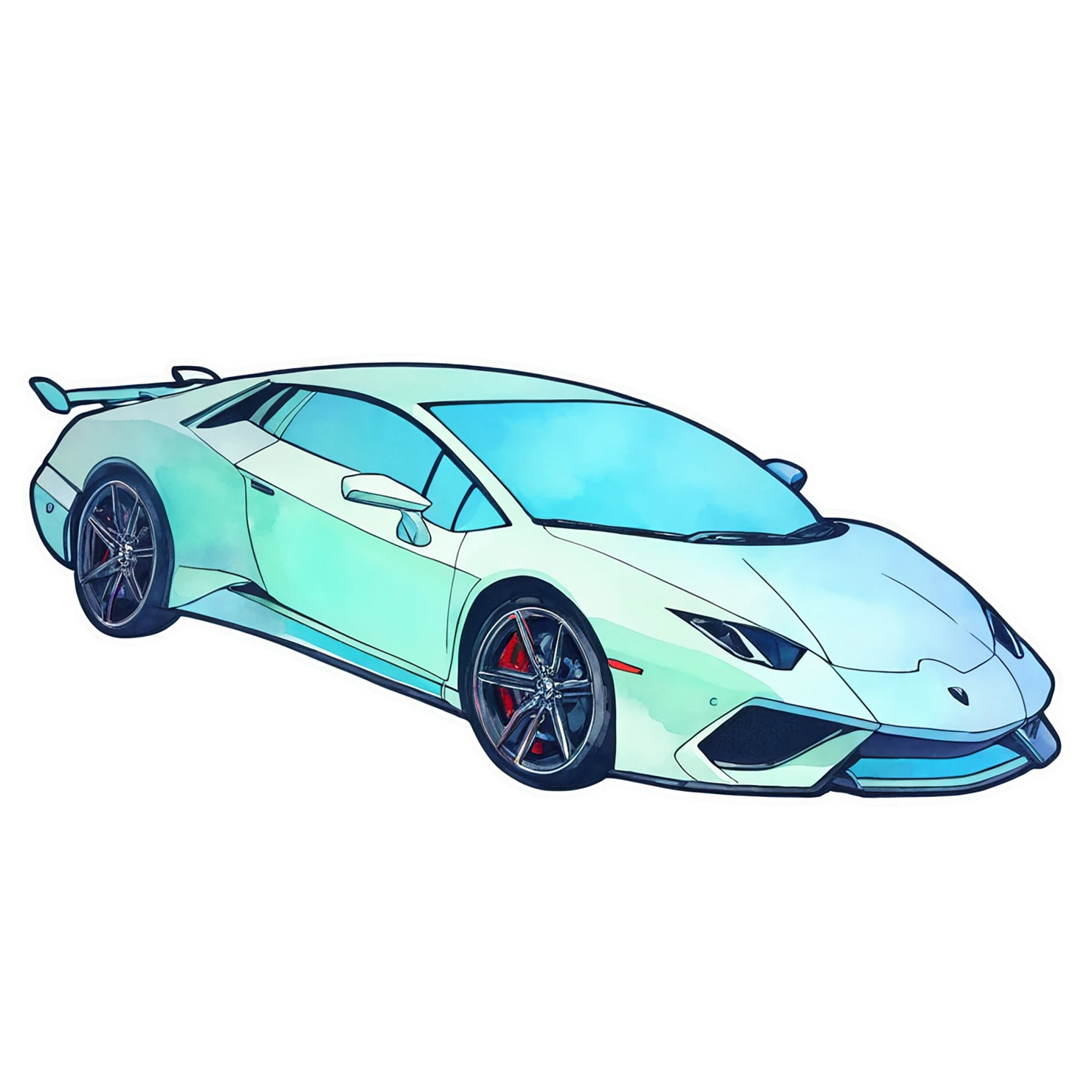 Car watercolor sticker isolated on transparent background #13913