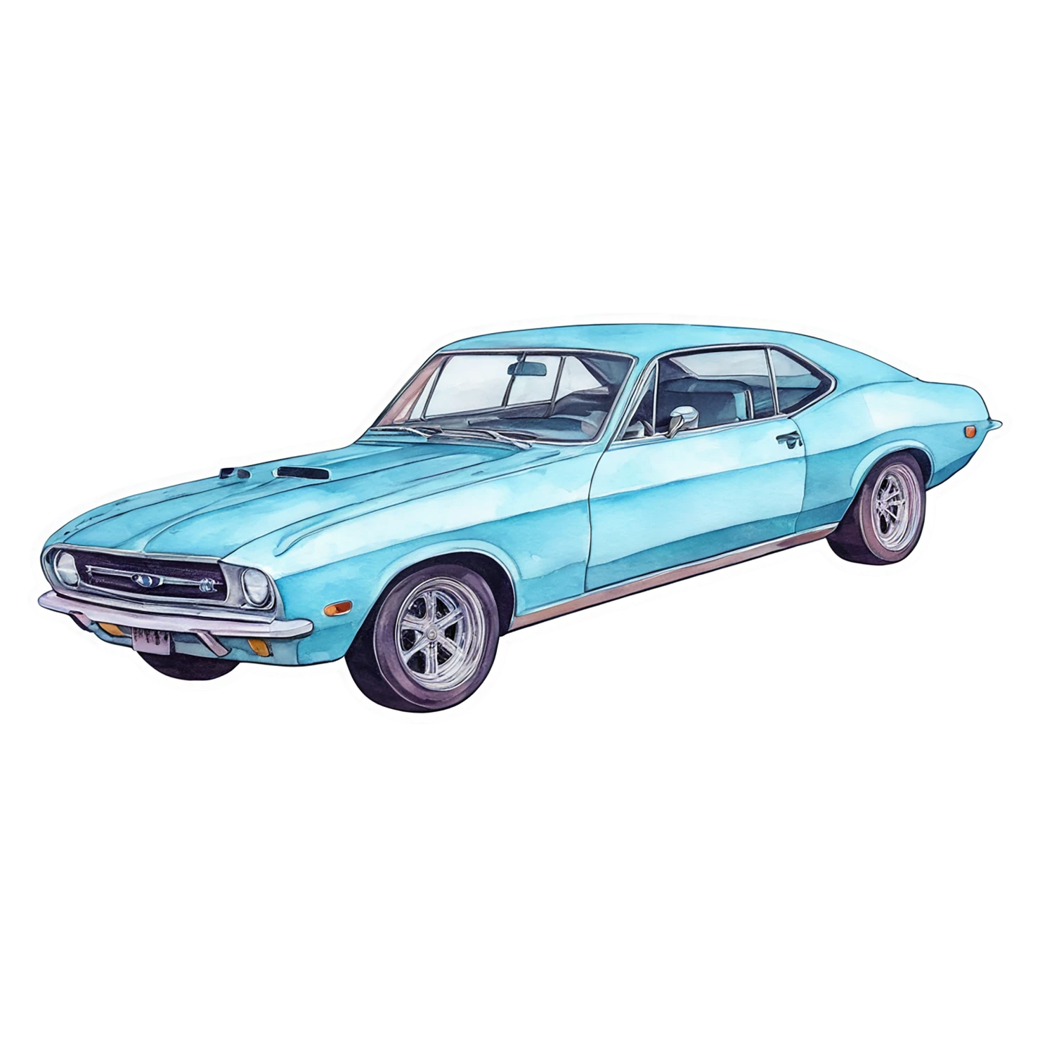 Car watercolor sticker isolated on transparent background #13916