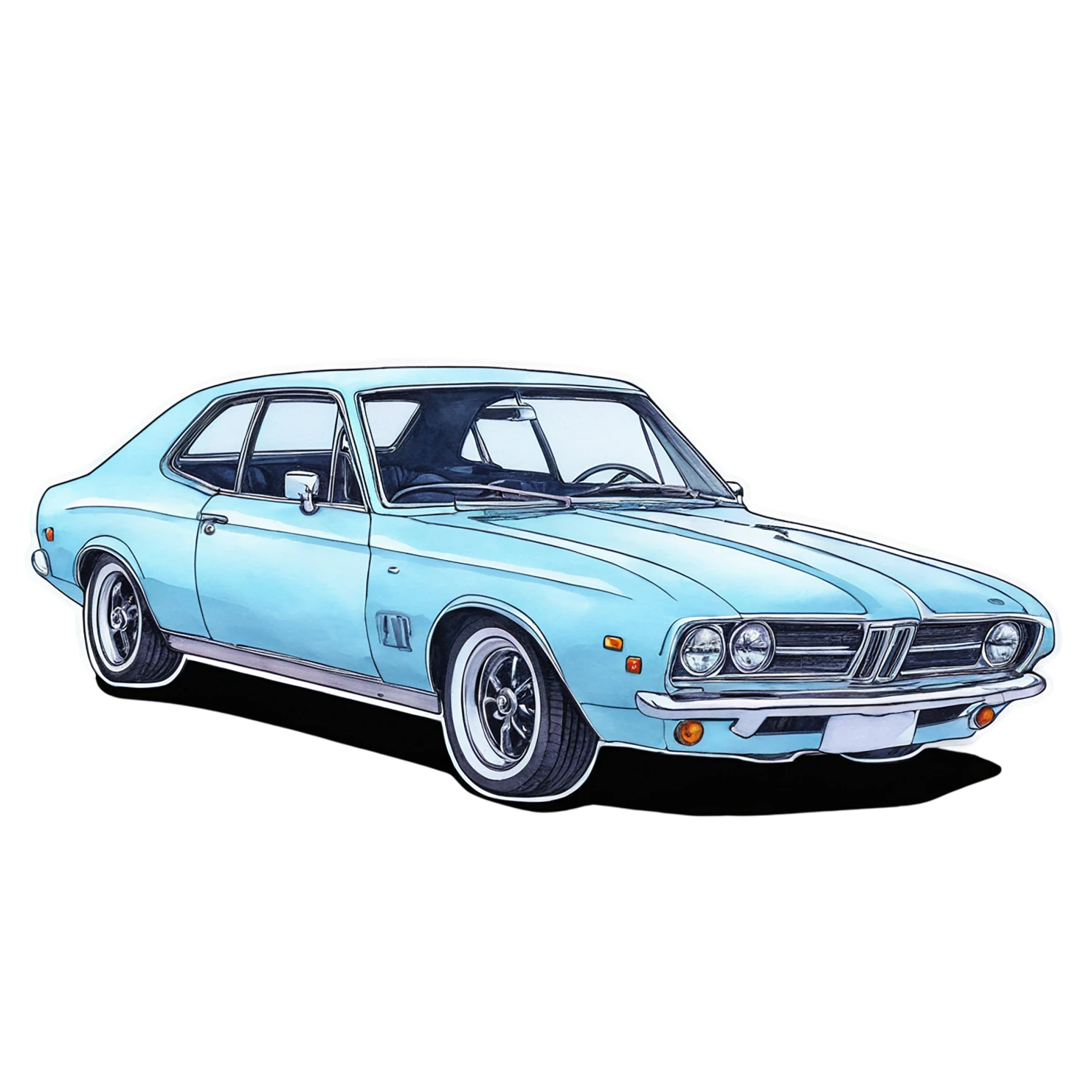 Car watercolor sticker isolated on transparent background #13920