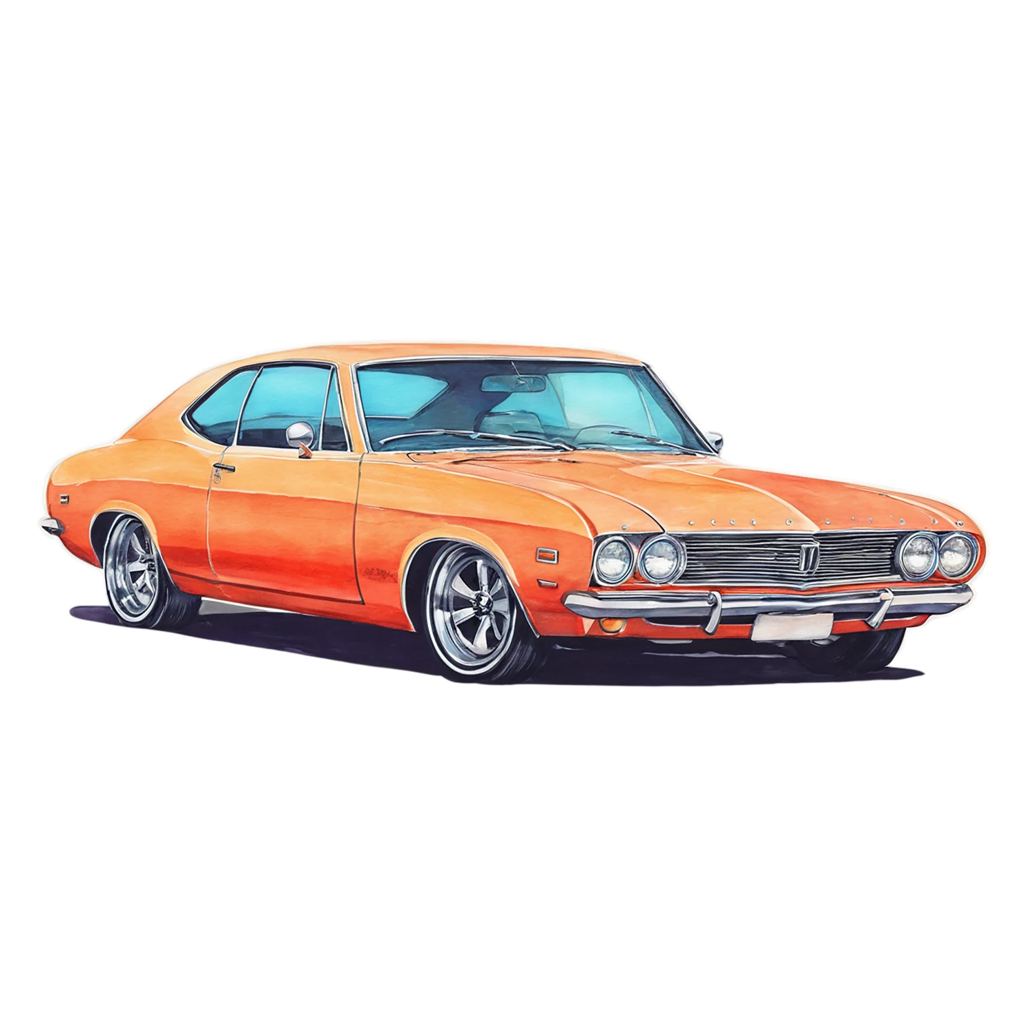 Car watercolor sticker isolated on transparent background #13937