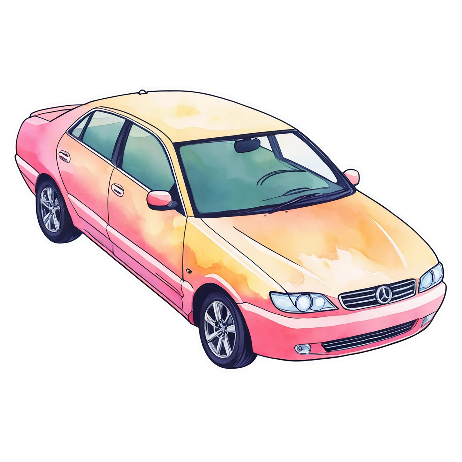 Car watercolor sticker isolated on transparent background #13942